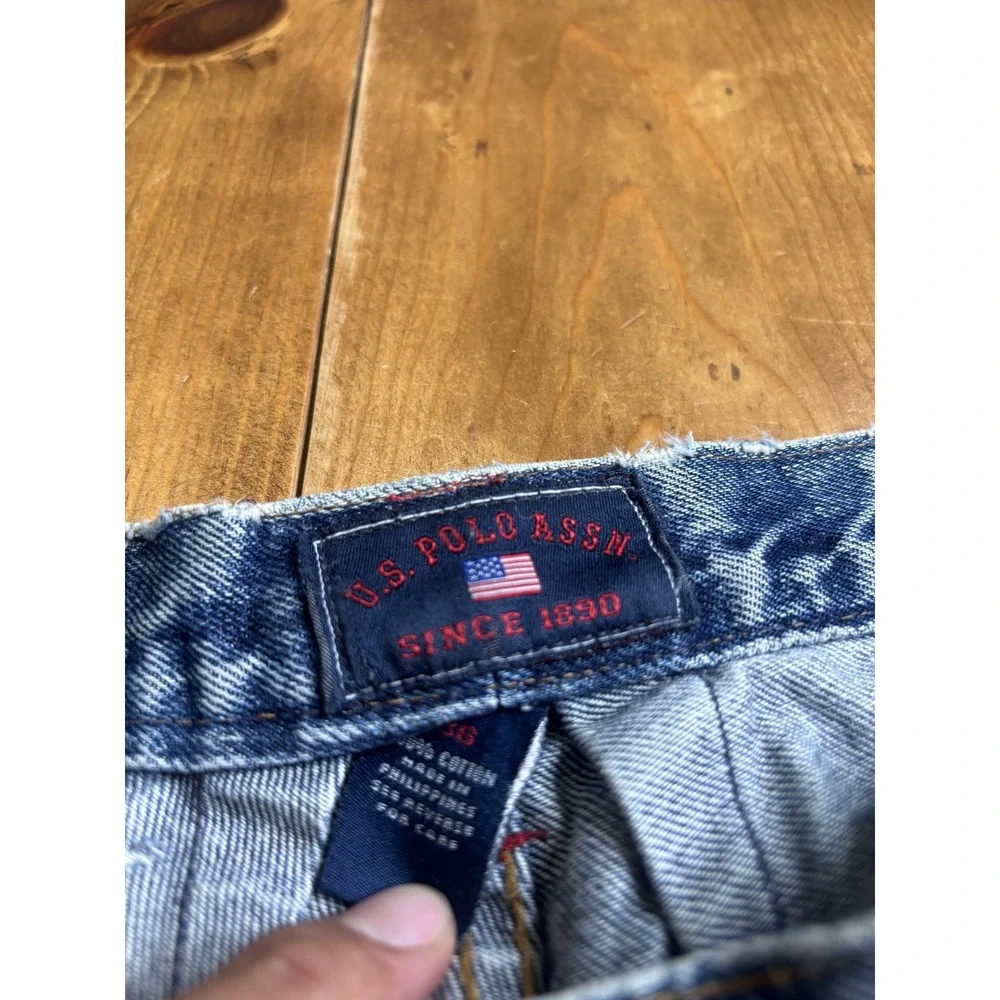 U.S. Polo Assn. Men's Acid Wash Denim Shorts Distressed Faded Baggy Fit Size 36